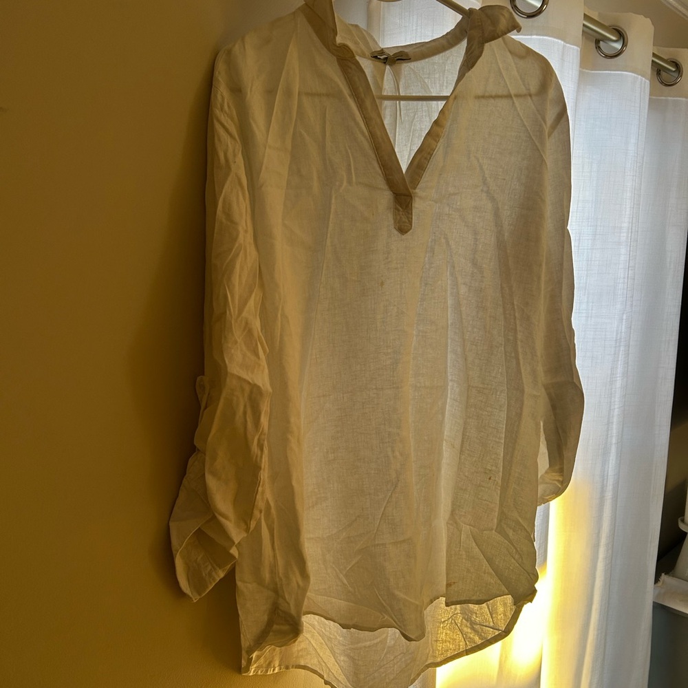 White cotton cover up  blouse Top
